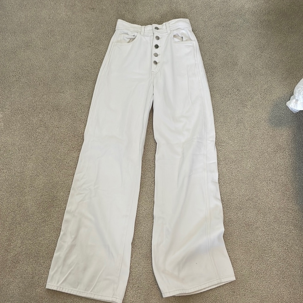 Reformation High Waist Wide Leg White Jeans